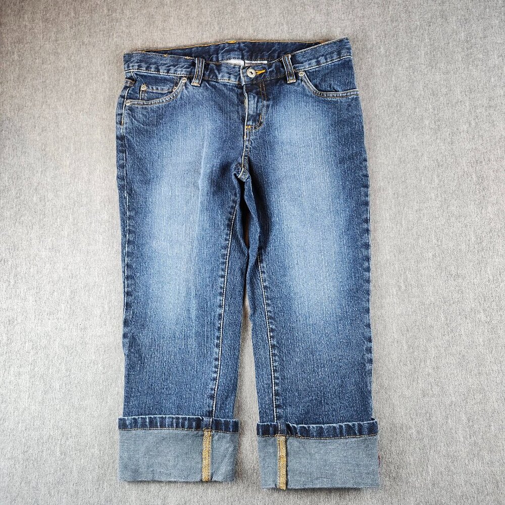 Vintage Columbia Indigo Capri Jeans Women Size 4 Blue Denim Cuffed Straight Leg